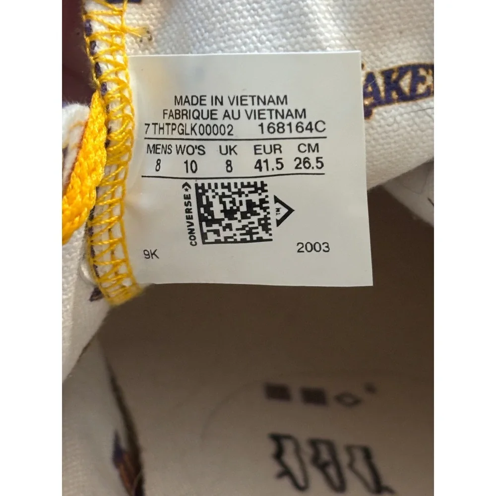 Converse Chuck Taylor All Star NBA Los Angeles Lakers Purple Gold Sneakers Men 8 - Picture 10 of 10